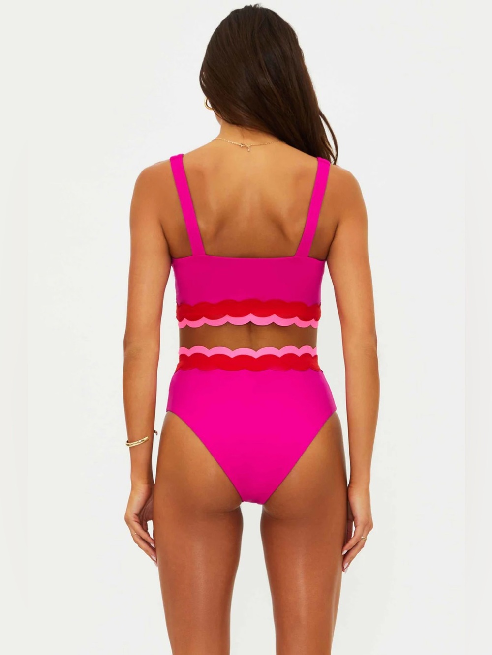 Beach Riot Marin Harriet Pink Wave Swimsuit Set SZ Top: XL B: Large - Picture 3 of 7